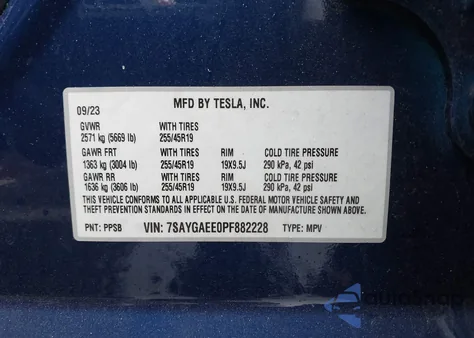 2023 Tesla Model Y Awd/Long Range Dual Motor All-Wheel Drive from USA, damaged, VIN 7SAYGAEE0PF882228